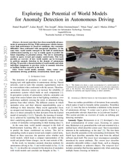 Exploring the Potential of World Models for Anomaly Detection in
  Autonomous Driving