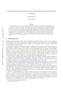 Tweet Sentiment Extraction using Viterbi Algorithm with Transfer
  Learning