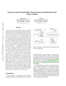 Fast and Accurate Transferability Measurement by Evaluating Intra-class
  Feature Variance