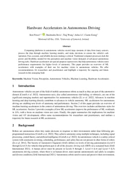 Hardware Accelerators in Autonomous Driving