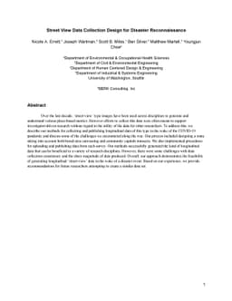Street View Data Collection Design for Disaster Reconnaissance