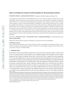 Topic-Level Bayesian Surprise and Serendipity for Recommender Systems