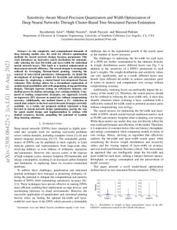 Sensitivity-Aware Mixed-Precision Quantization and Width Optimization of
  Deep Neural Networks Through Cluster-Based Tree-Structured Parzen Estimation