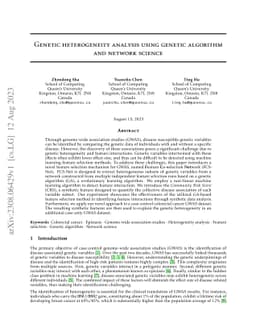 Genetic heterogeneity analysis using genetic algorithm and network
  science