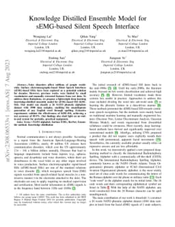 Knowledge Distilled Ensemble Model for sEMG-based Silent Speech
  Interface