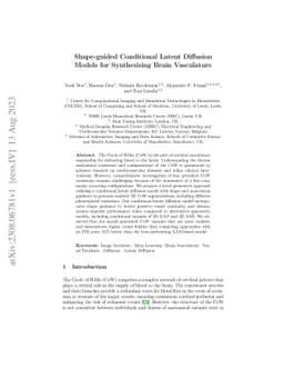 Shape-guided Conditional Latent Diffusion Models for Synthesising Brain
  Vasculature