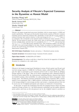 Security Analysis of Filecoin's Expected Consensus in the Byzantine vs
  Honest Model