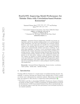 FeatGeNN: Improving Model Performance for Tabular Data with
  Correlation-based Feature Extraction
