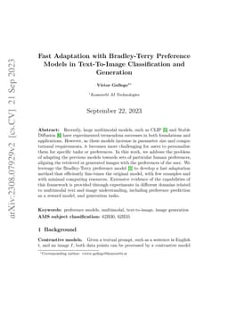 Fast Adaptation with Bradley-Terry Preference Models in Text-To-Image
  Classification and Generation