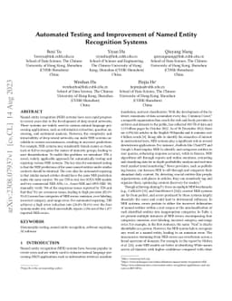 Automated Testing and Improvement of Named Entity Recognition Systems