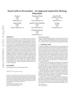 Teach LLMs to Personalize -- An Approach inspired by Writing Education