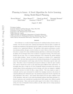 Planning to Learn: A Novel Algorithm for Active Learning during
  Model-Based Planning