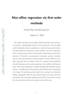 Max-affine regression via first-order methods
