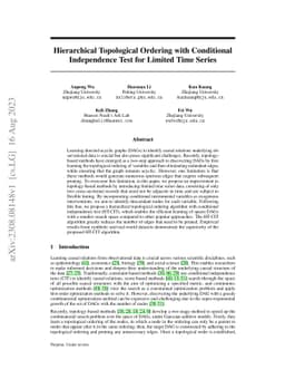 Hierarchical Topological Ordering with Conditional Independence Test for
  Limited Time Series