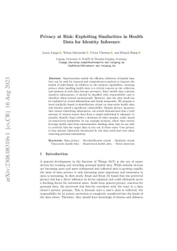 Privacy at Risk: Exploiting Similarities in Health Data for Identity
  Inference