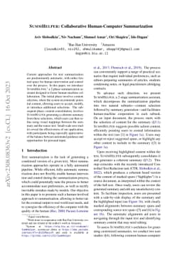 SummHelper: Collaborative Human-Computer Summarization