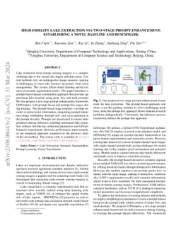 High-Fidelity Lake Extraction via Two-Stage Prompt Enhancement:
  Establishing a Novel Baseline and Benchmark