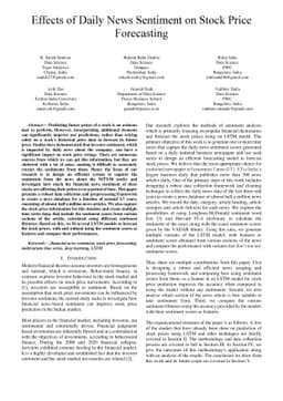 Effects of Daily News Sentiment on Stock Price Forecasting