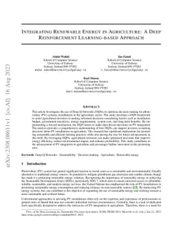 Integrating Renewable Energy in Agriculture: A Deep Reinforcement
  Learning-based Approach