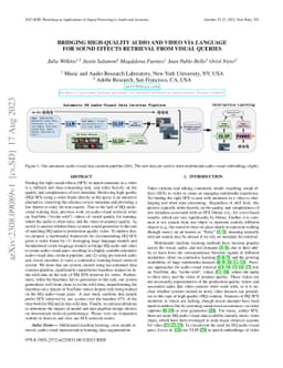 Bridging High-Quality Audio and Video via Language for Sound Effects
  Retrieval from Visual Queries