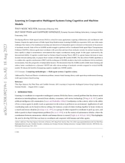 Learning in Cooperative Multiagent Systems Using Cognitive and Machine
  Models
