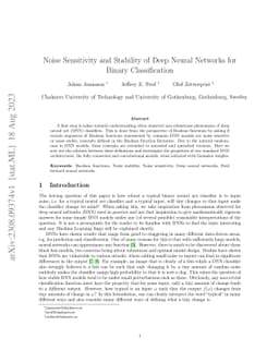 Noise Sensitivity and Stability of Deep Neural Networks for Binary
  Classification