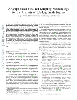 A Graph-based Stratified Sampling Methodology for the Analysis of
  (Underground) Forums
