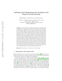Self-Supervised Single-Image Deconvolution with Siamese Neural Networks