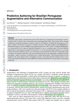 Predictive Authoring for Brazilian Portuguese Augmentative and
  Alternative Communication