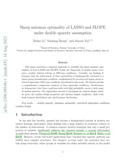 Sharp minimax optimality of LASSO and SLOPE under double sparsity
  assumption