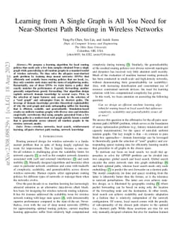 Learning from A Single Graph is All You Need for Near-Shortest Path
  Routing in Wireless Networks