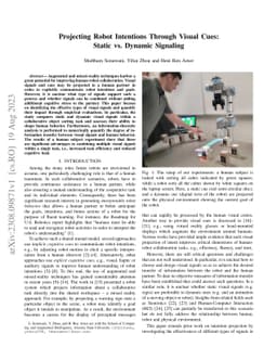Projecting Robot Intentions Through Visual Cues: Static vs. Dynamic
  Signaling