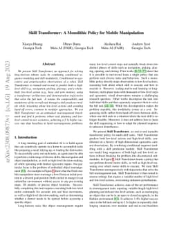 Skill Transformer: A Monolithic Policy for Mobile Manipulation