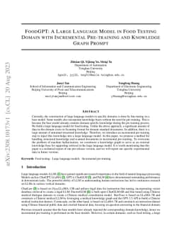 FoodGPT: A Large Language Model in Food Testing Domain with Incremental
  Pre-training and Knowledge Graph Prompt