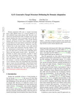 GeT: Generative Target Structure Debiasing for Domain Adaptation