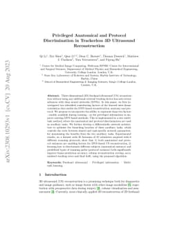 Privileged Anatomical and Protocol Discrimination in Trackerless 3D
  Ultrasound Reconstruction