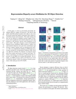 Representation Disparity-aware Distillation for 3D Object Detection