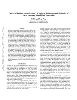 Can ChatGPT replace StackOverflow? A Study on Robustness and Reliability
  of Large Language Model Code Generation