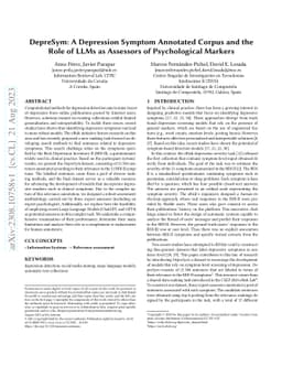 DepreSym: A Depression Symptom Annotated Corpus and the Role of LLMs as
  Assessors of Psychological Markers