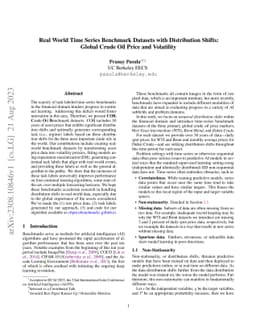 Real World Time Series Benchmark Datasets with Distribution Shifts:
  Global Crude Oil Price and Volatility