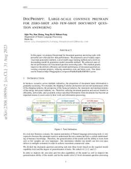 DocPrompt: Large-scale continue pretrain for zero-shot and few-shot
  document question answering