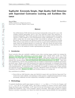 SupEuclid: Extremely Simple, High Quality OoD Detection with Supervised
  Contrastive Learning and Euclidean Distance