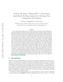 "Guinea Pig Trials" Utilizing GPT: A Novel Smart Agent-Based Modeling
  Approach for Studying Firm Competition and Collusion