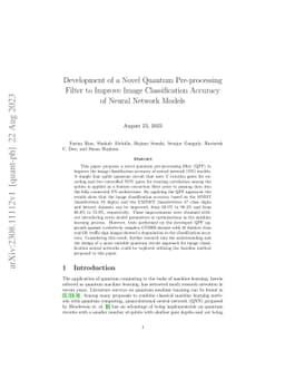 Development of a Novel Quantum Pre-processing Filter to Improve Image
  Classification Accuracy of Neural Network Models