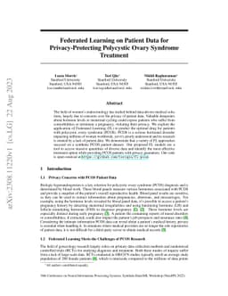 Federated Learning on Patient Data for Privacy-Protecting Polycystic
  Ovary Syndrome Treatment