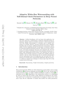 Adaptive White-Box Watermarking with Self-Mutual Check Parameters in
  Deep Neural Networks