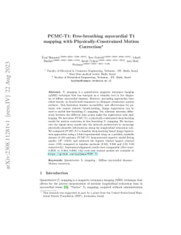 PCMC-T1: Free-breathing myocardial T1 mapping with
  Physically-Constrained Motion Correction