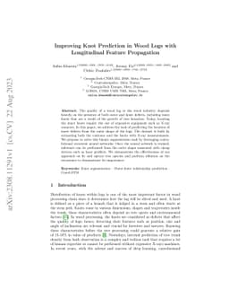 Improving Knot Prediction in Wood Logs with Longitudinal Feature
  Propagation