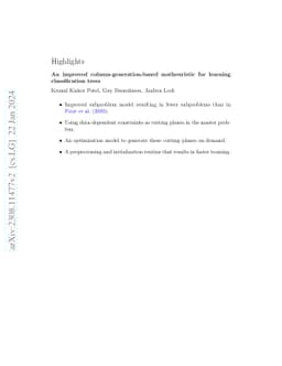 An improved column-generation-based matheuristic for learning
  classification trees