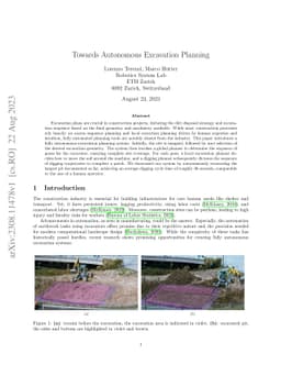 Towards Autonomous Excavation Planning